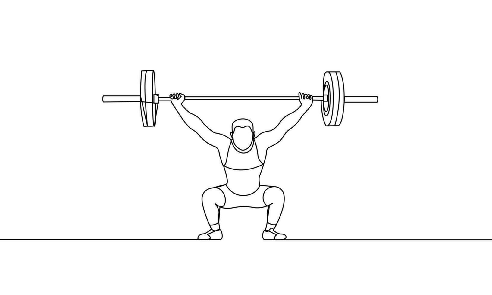 A single continuous drawing.Weightlifting. One line drawing vector illustration