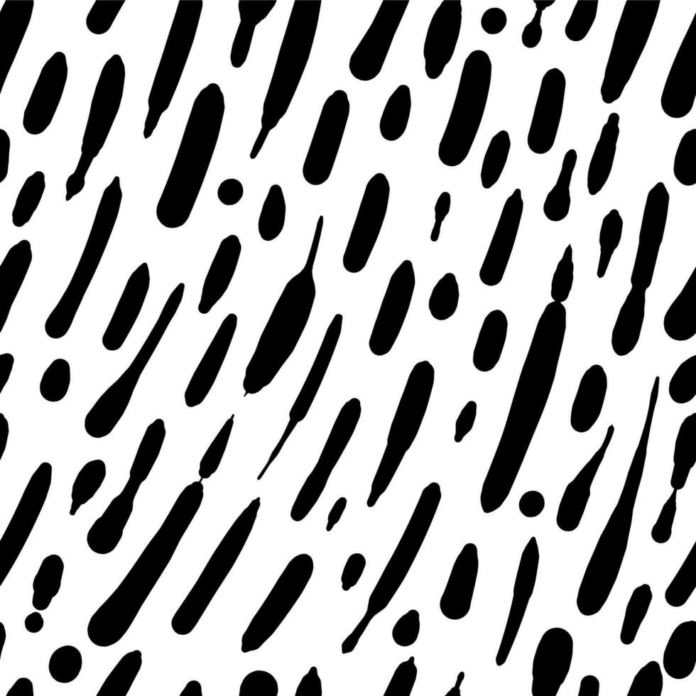 Abstract seamless pattern, spots, strokes, ripples. Dotted lines, curved and straight strokes. Bold vector strokes. Black and white background