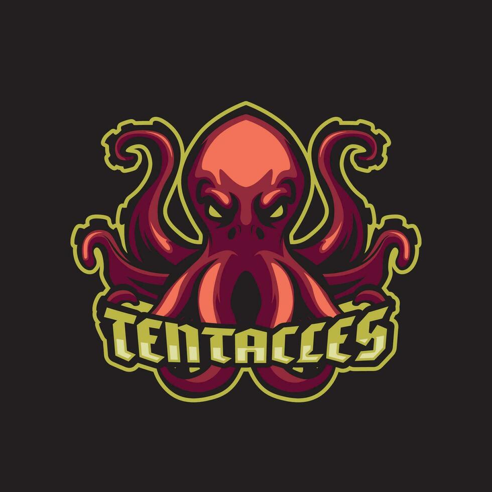 Tentacles squid mascot logo for sports or emblem vector