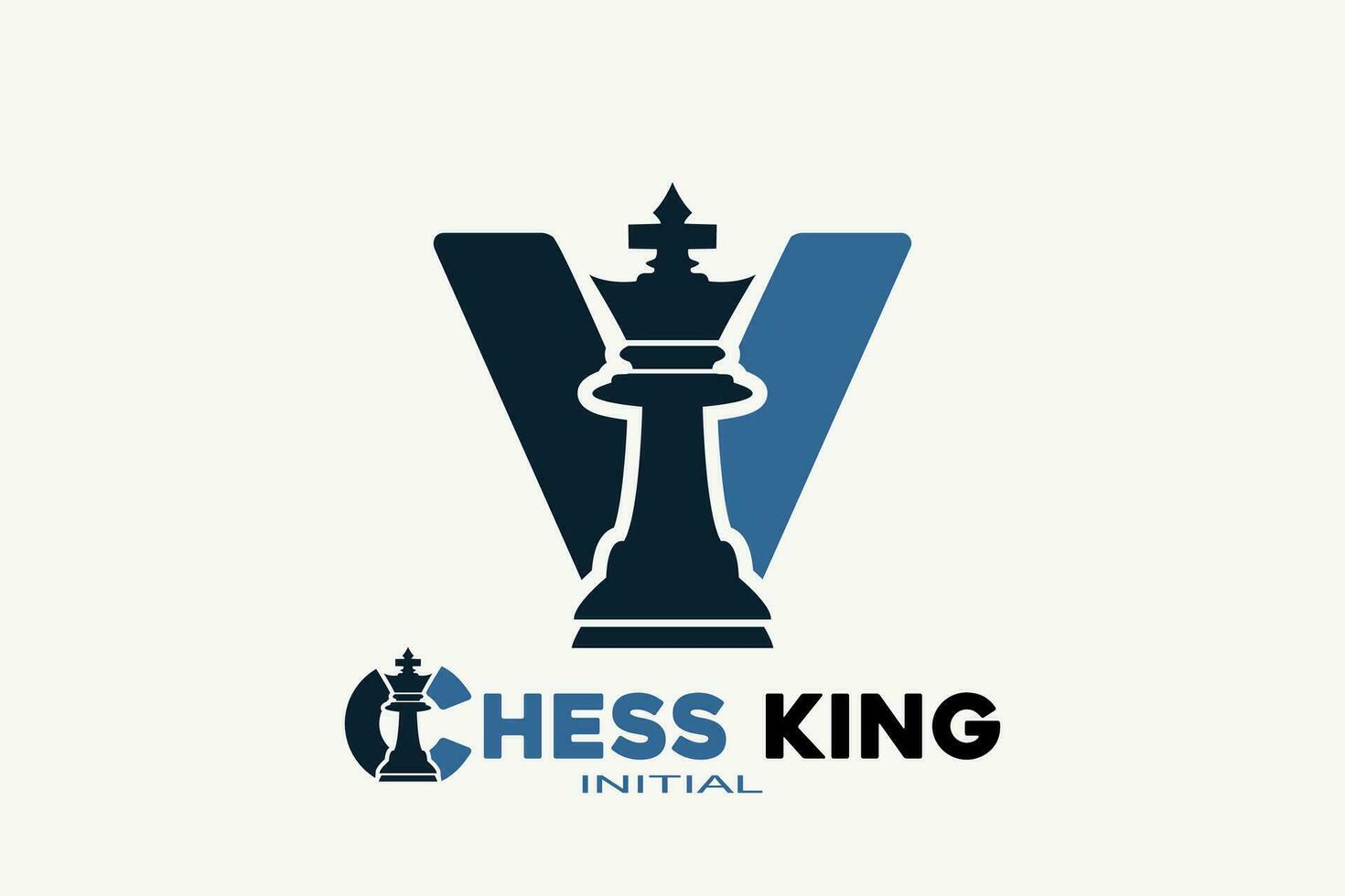 Vector initials letter V with chess king creative geometric modern logo design.