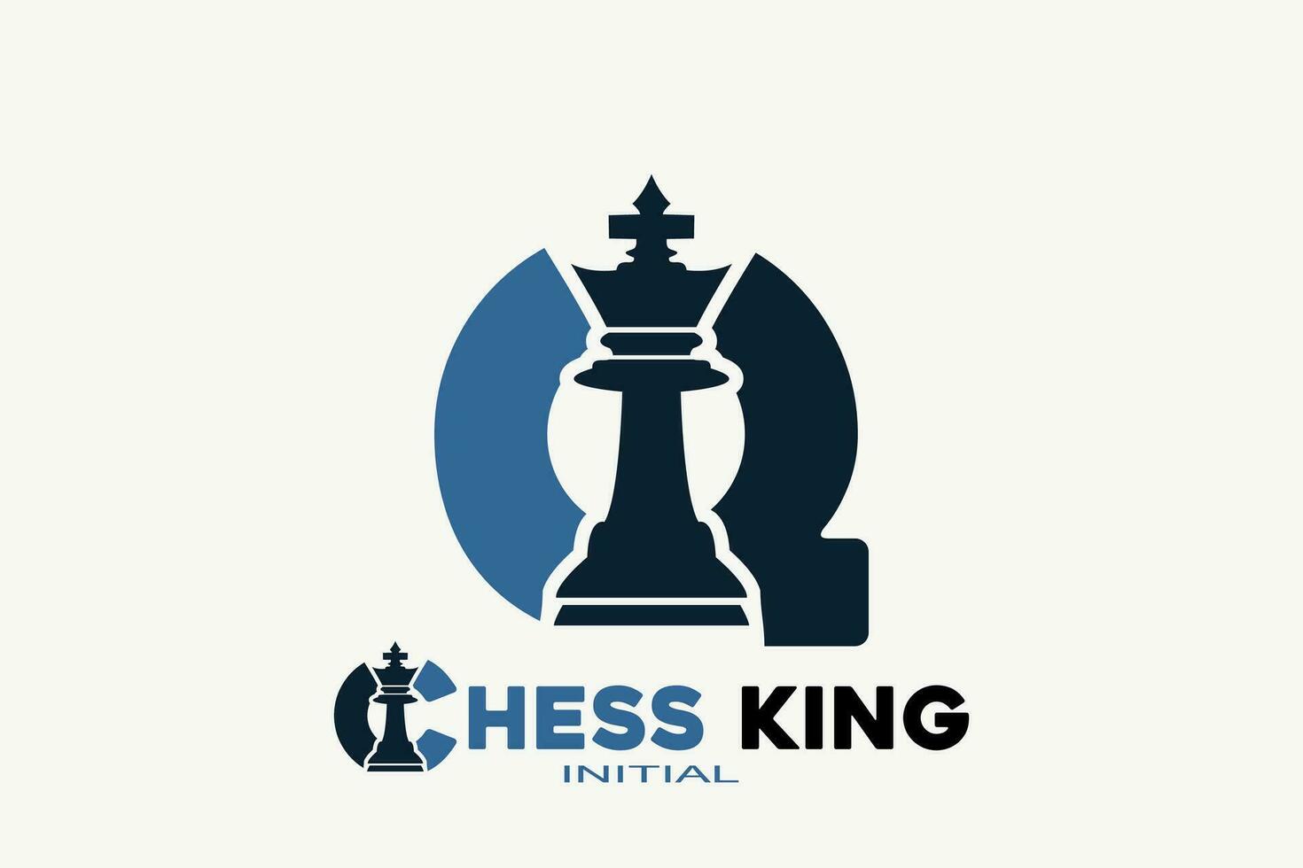 Vector initials letter Q with chess king creative geometric modern logo design.