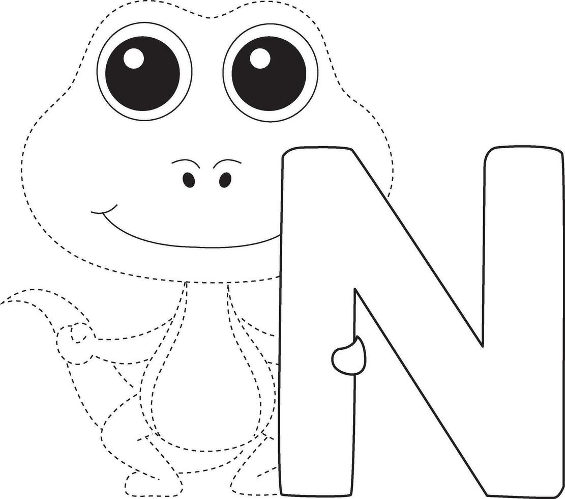 crocodile line art practice drawing for children vector
