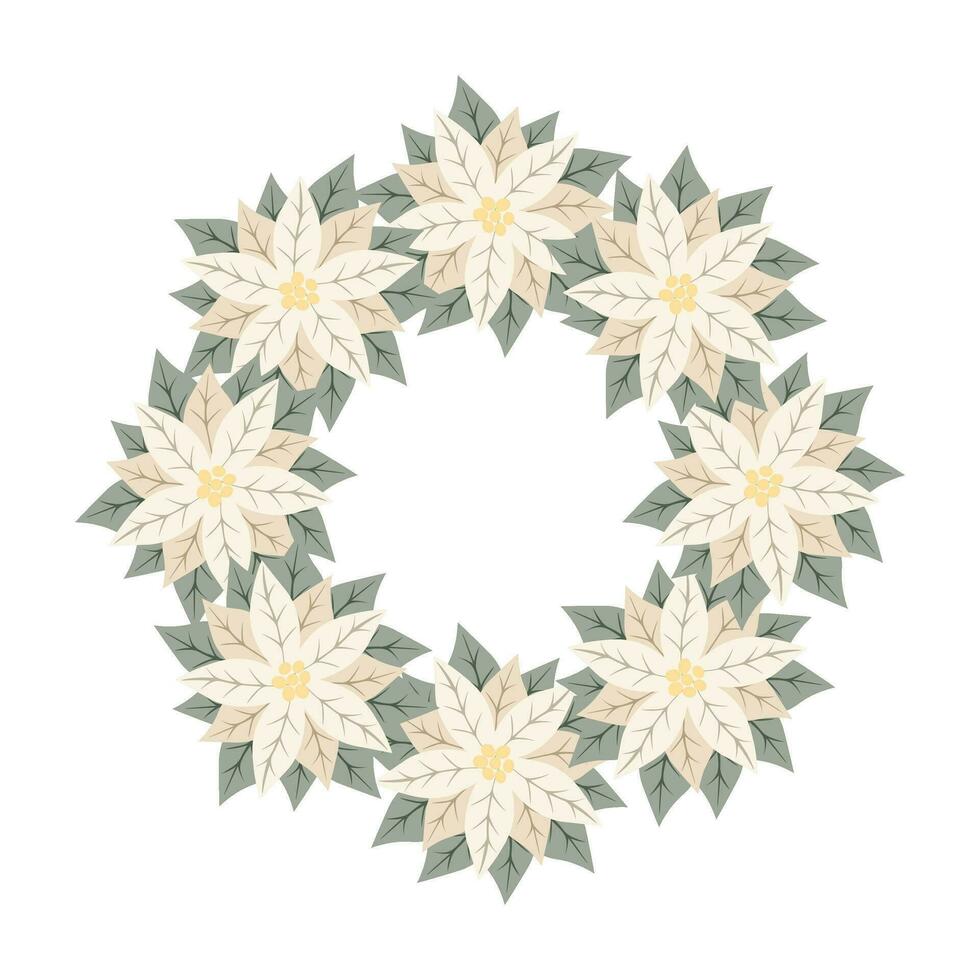 Navidad estrella, guirnalda de blanco flor de pascua diseño para nuevo año tarjetas, álbum de recortes, pegatinas, planificador, invitaciones vector