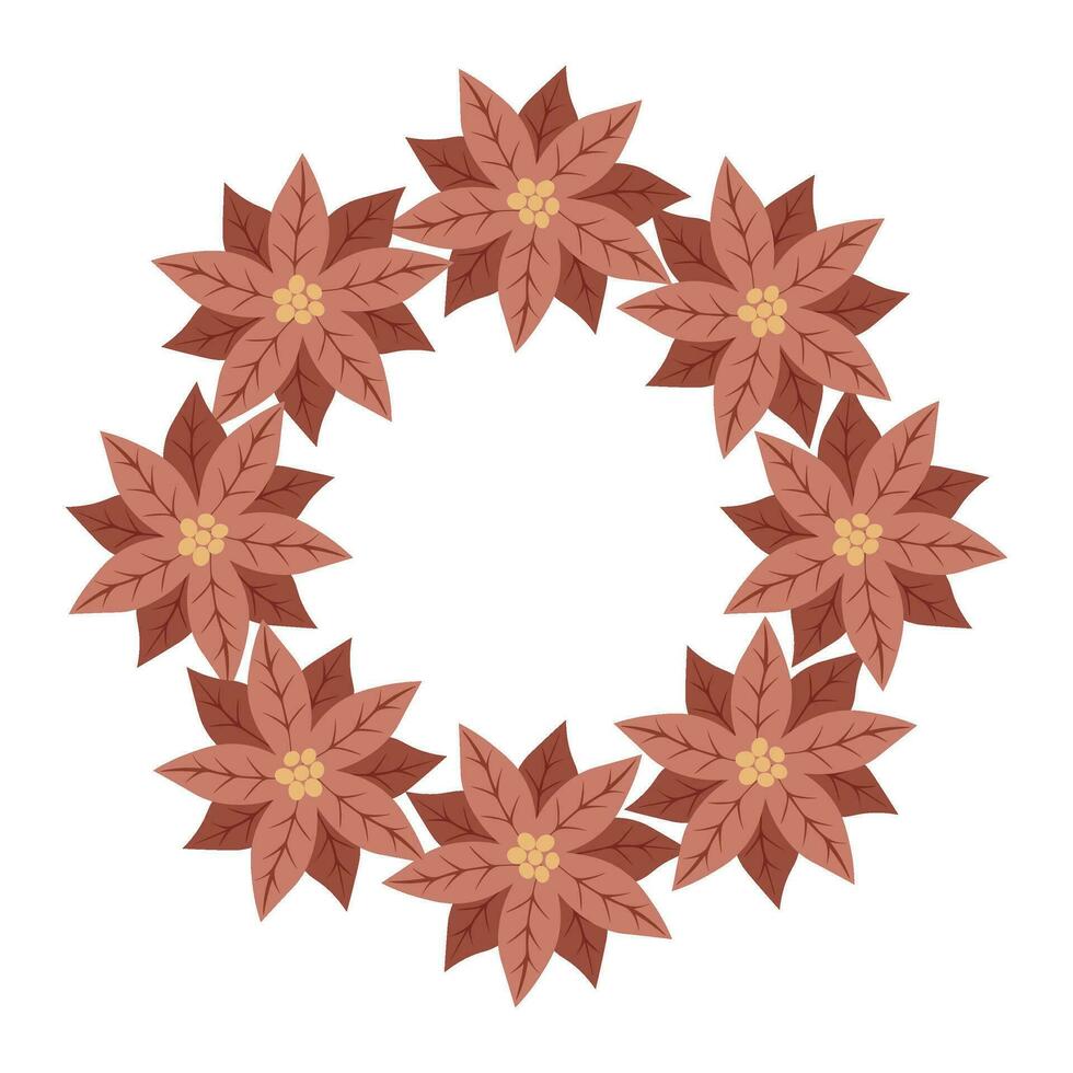 Christmas star, wreath of red poinsettia. Design for New Year cards, scrapbooking, stickers, planner, invitations vector