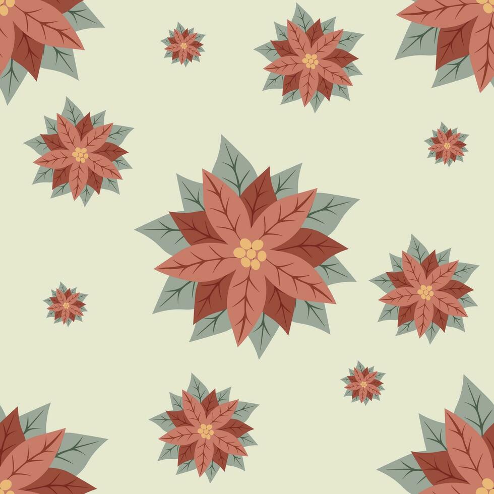 Navidad sin costura modelo con invierno flores hermosa rojo flor de pascua flor. Navidad decoracion.perfecta para envase papel, textil, tela, imprimir, fondo de pantalla vector