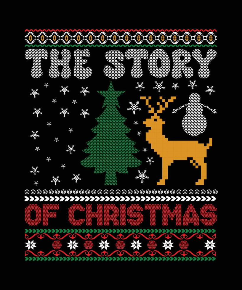 THE STORY OF CHRISTMAS TSHIRT DESIGN vector