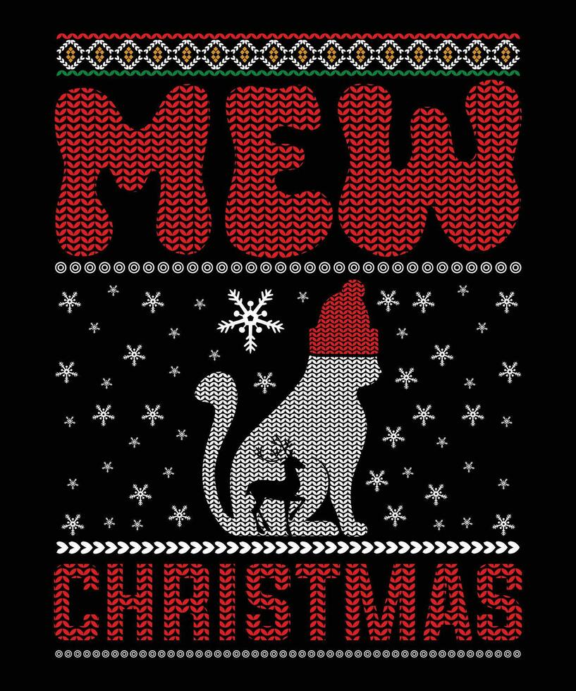 MEW CHRISTMAS TSHIRT DESIGN vector