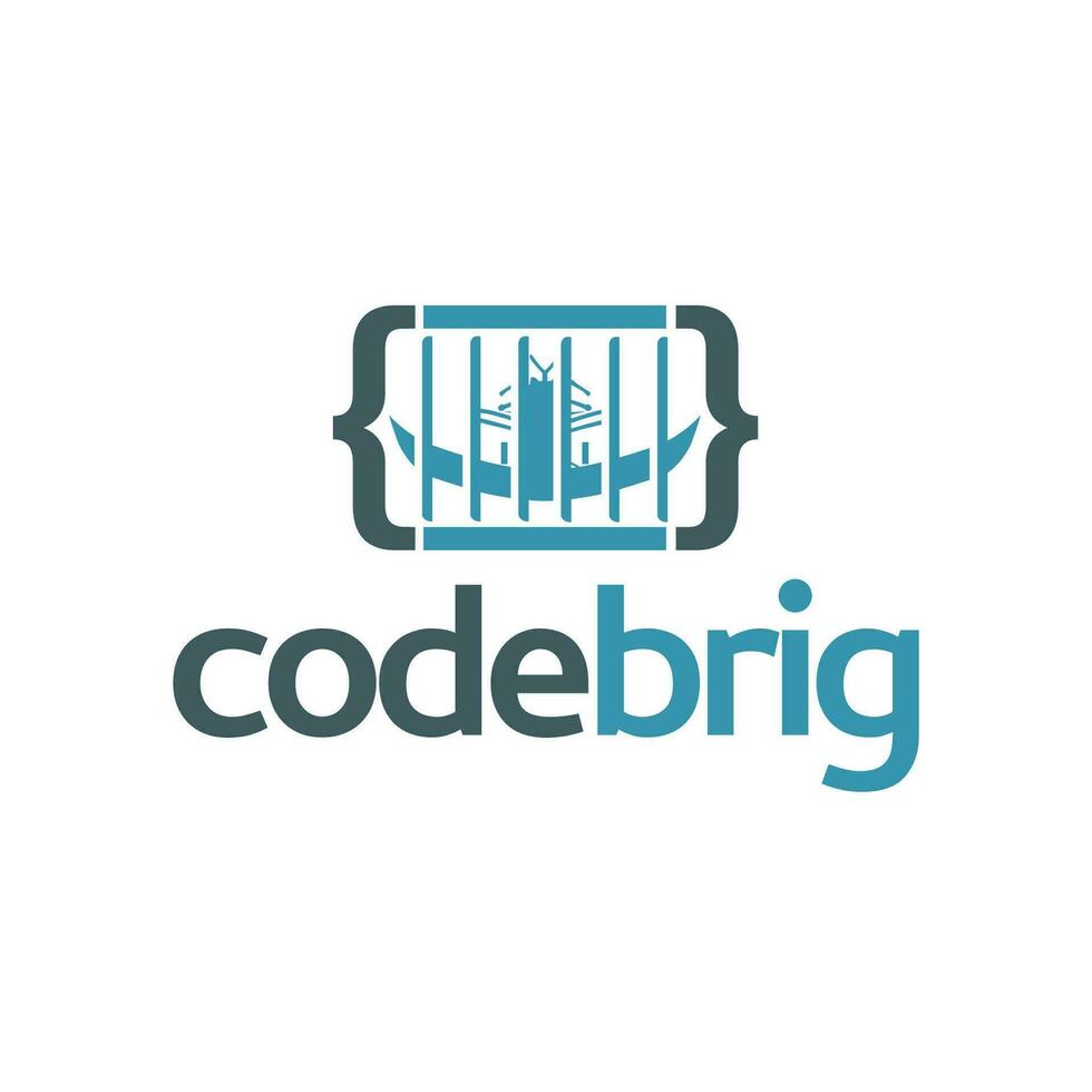 códigobrig logo, nave en código, barco logo vector