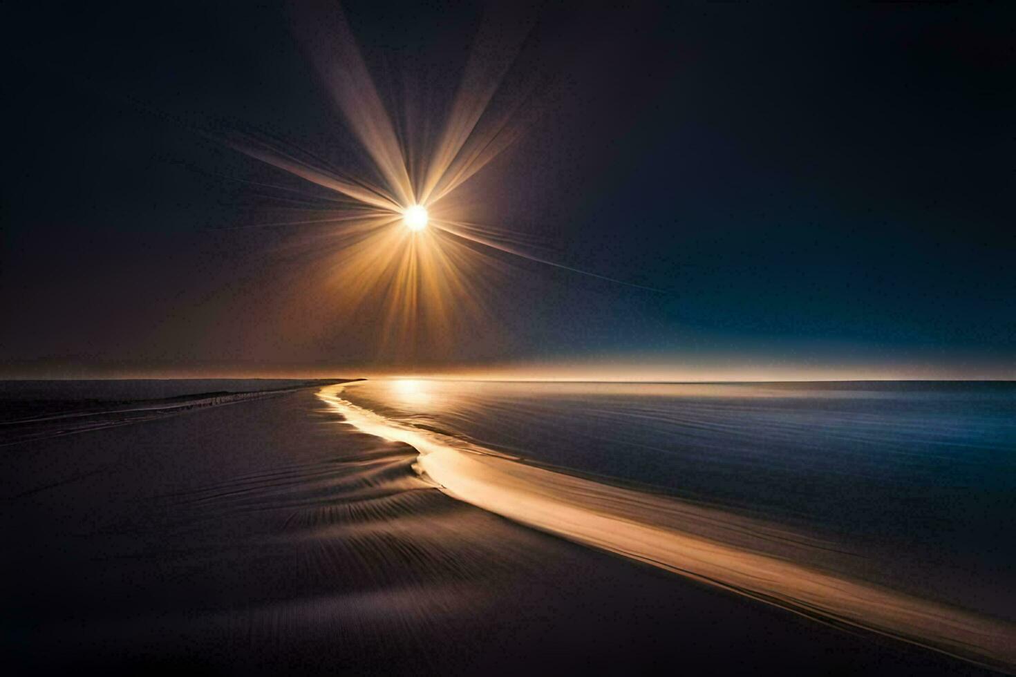 the moon shines brightly over the ocean. AI-Generated photo