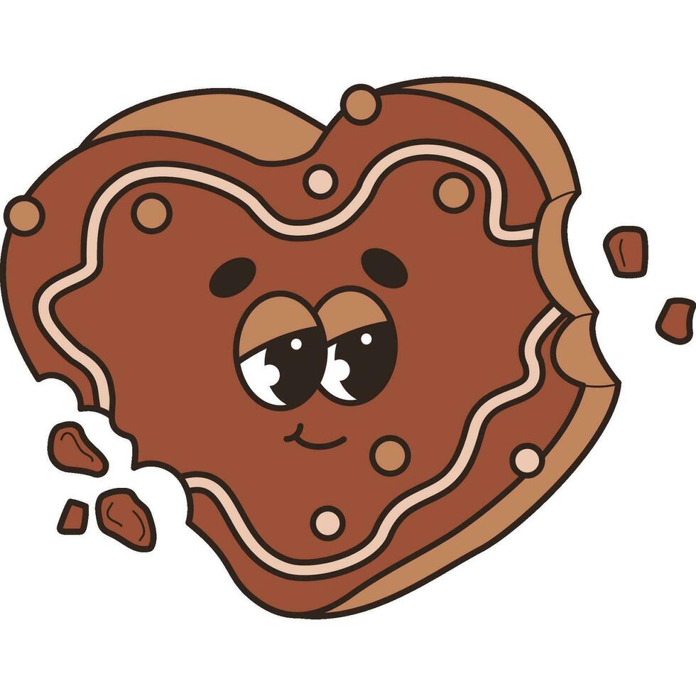 Navidad pan de jengibre corazón. retro dibujos animados personaje vector