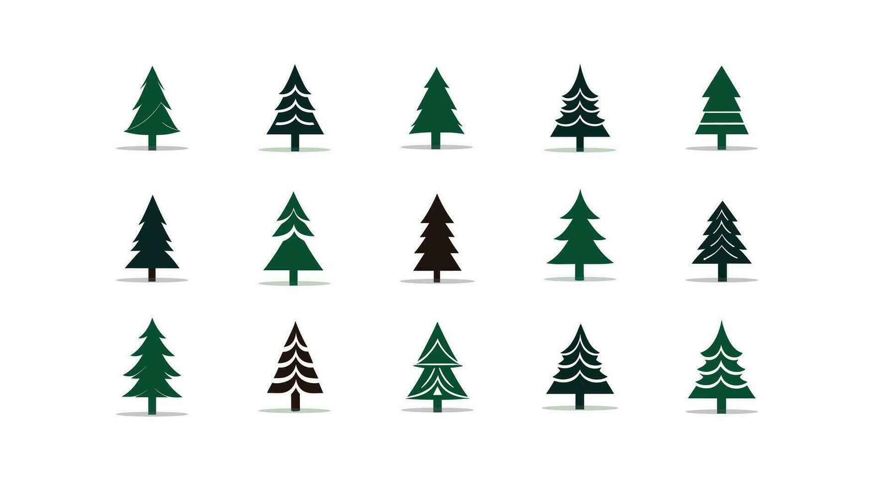 varias siluetas de árboles de navidad en el fondo blanco vector