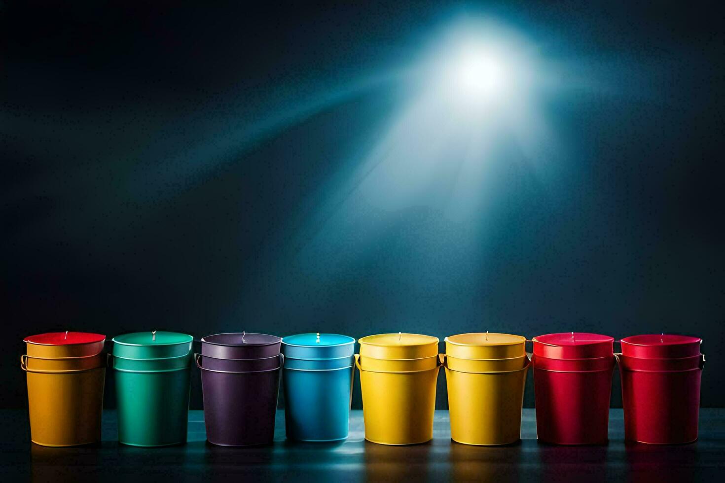 colorful cups lined up in a row. AI-Generated photo