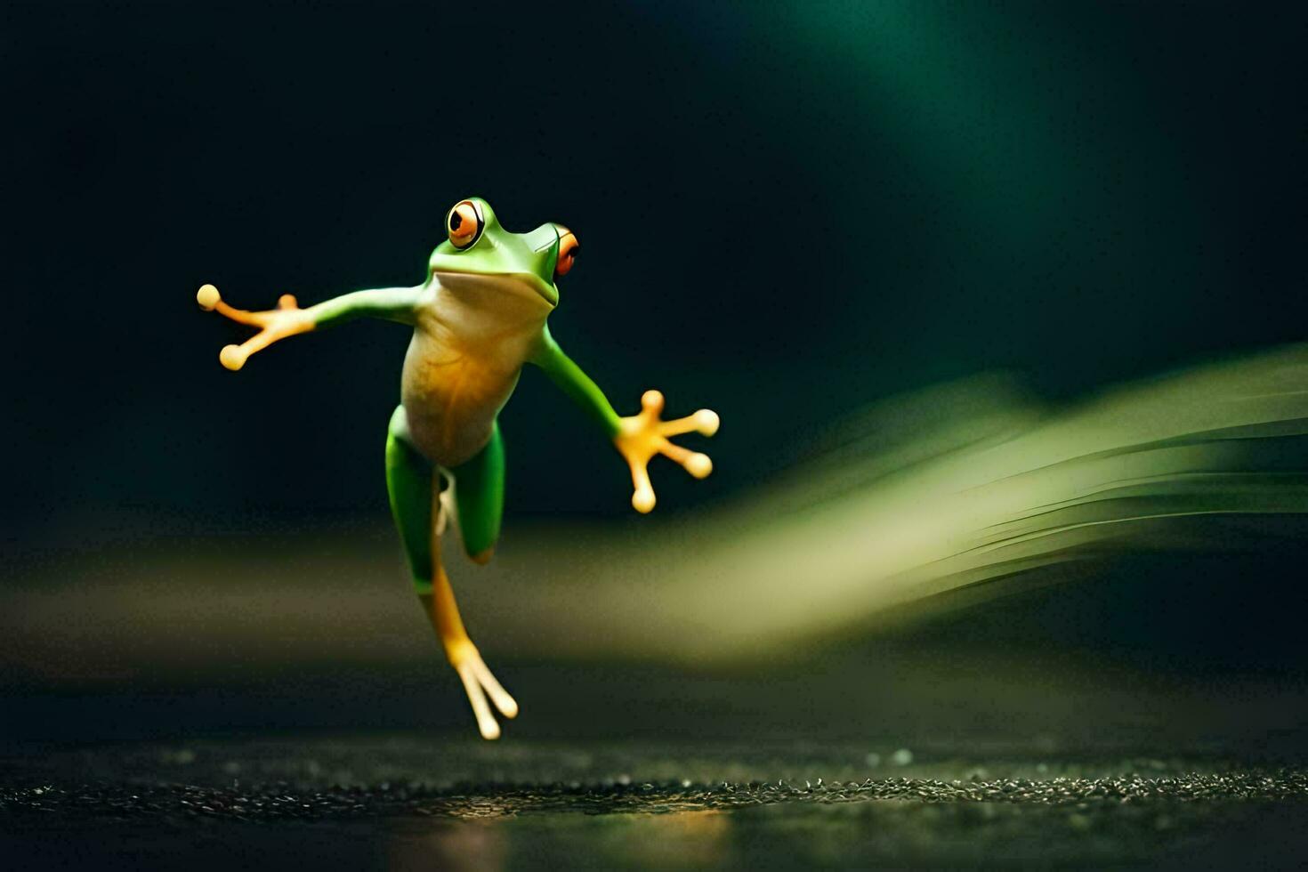 a frog jumping in the air. AI-Generated photo