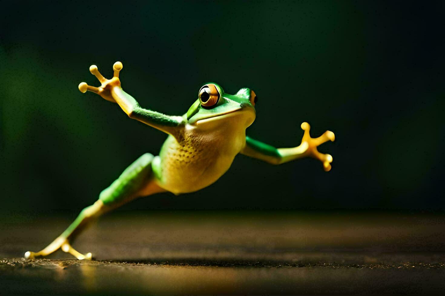 a frog jumping in the air. AI-Generated photo