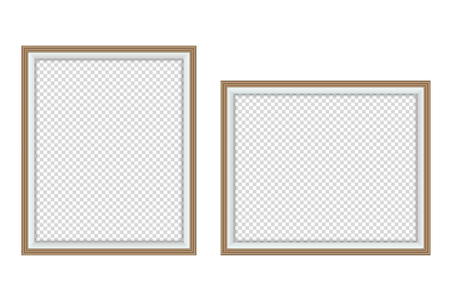 Realistic wooden picture frame vector for mockup. photo frame isolated white background