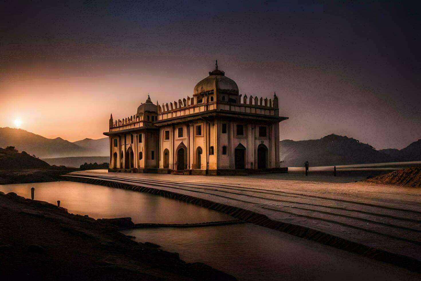 el Dom conjuntos terminado un edificio en India. generado por ai foto