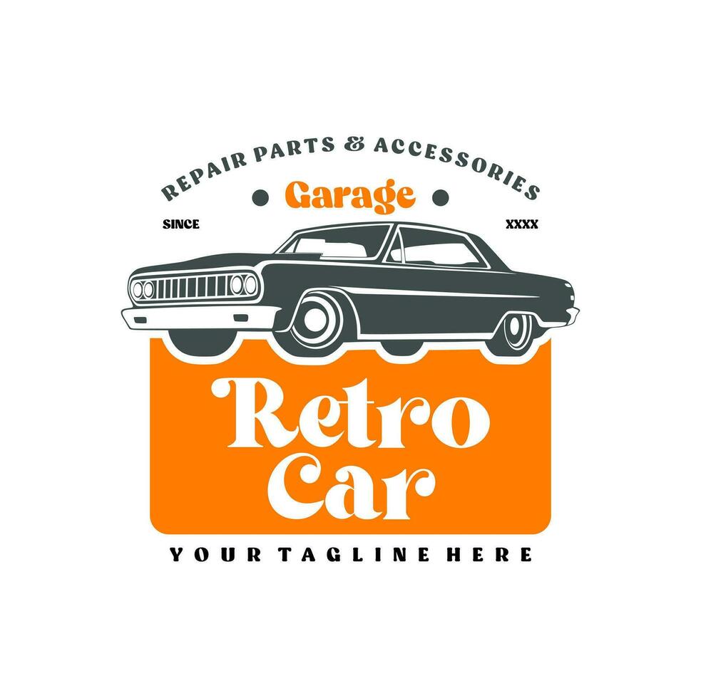Clásico o retro o clásico coche logo diseño vector ilustración. retro emblema de coche reparar restauracion y club diseño elemento.