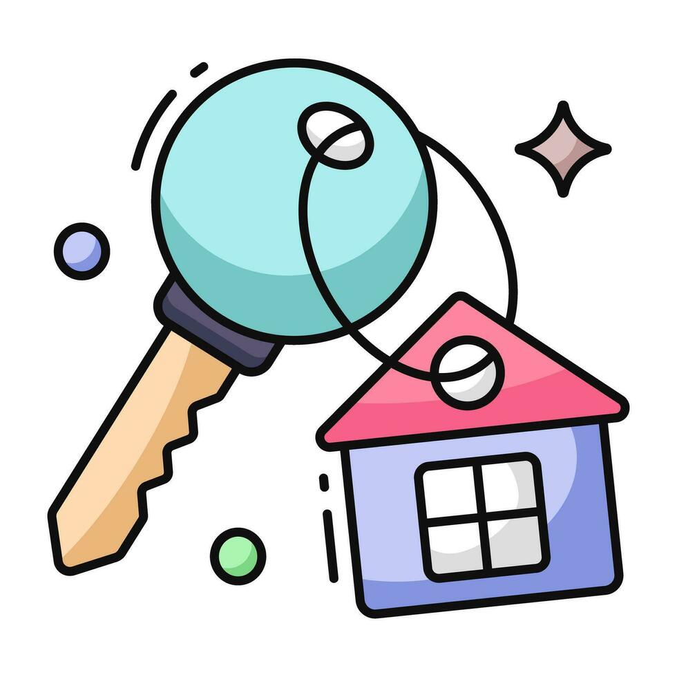 Conceptual flat design icon of home key vector