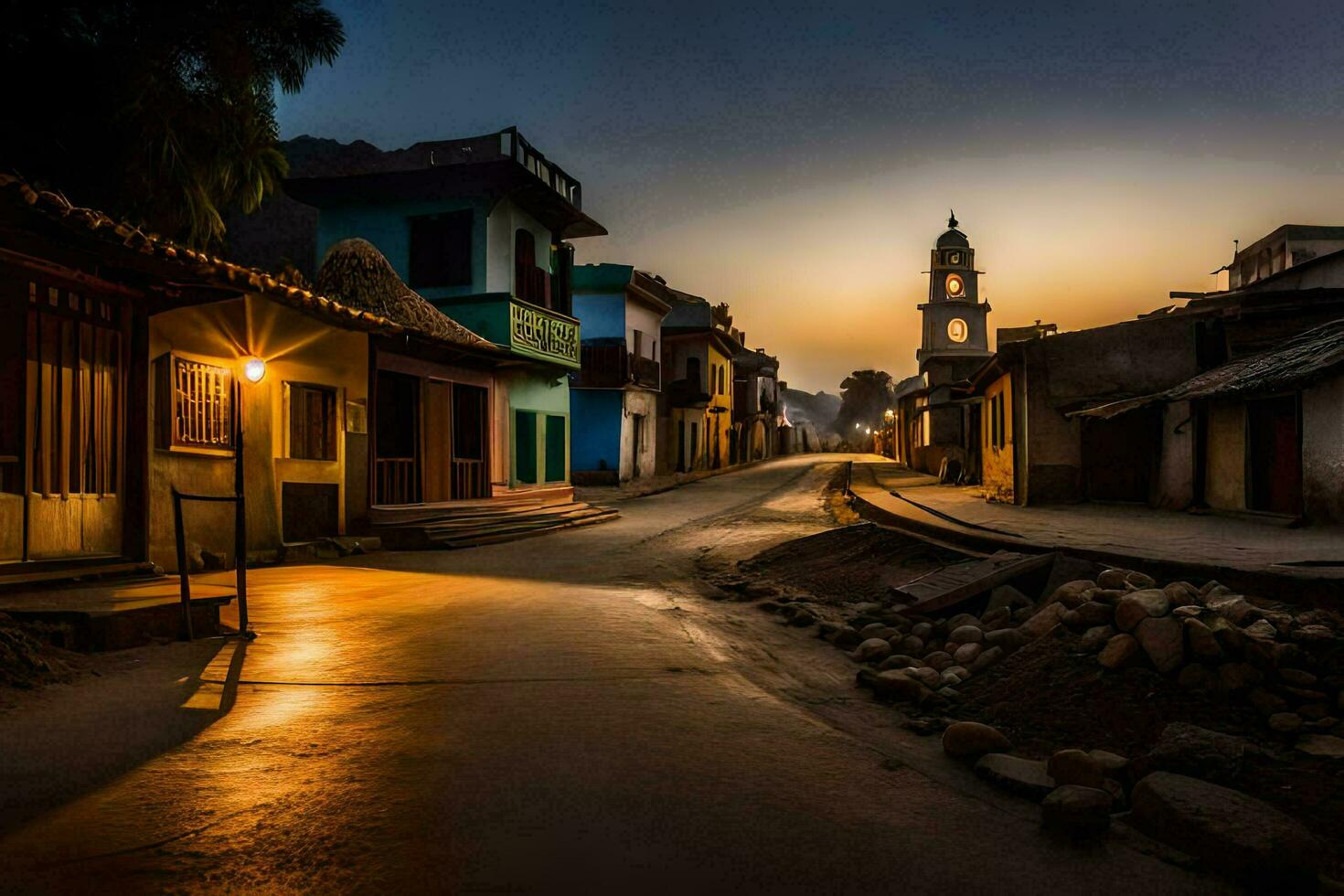 un calle en el pueblo de persona, México. generado por ai foto