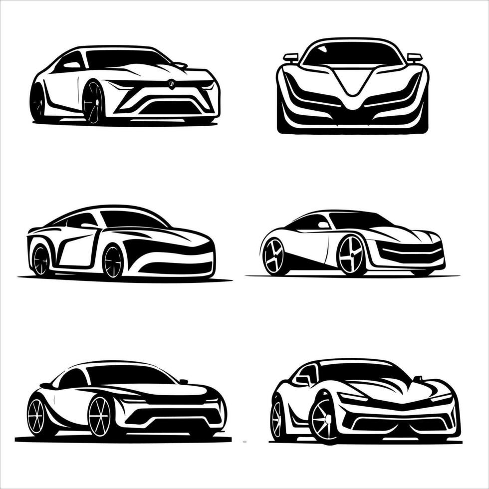 vector íconos de carros. fantástico siluetas de carros ilustraciones aislado en blanco antecedentes