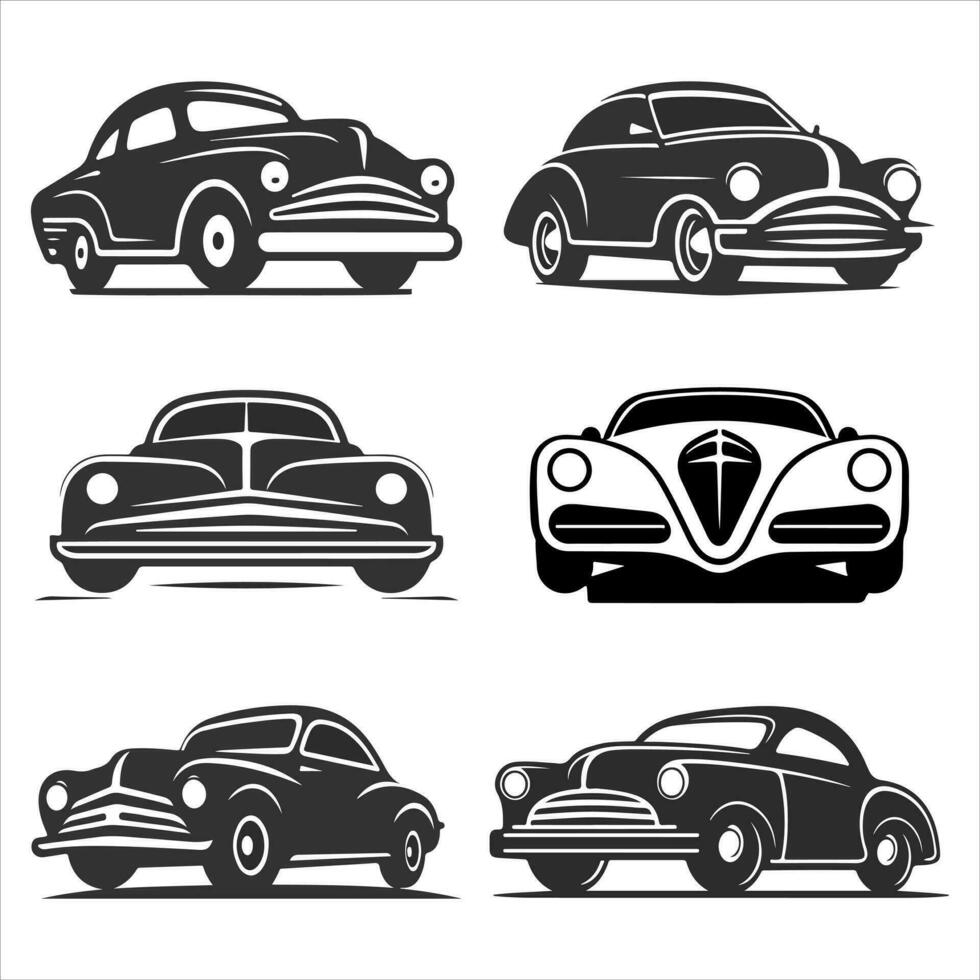 vector íconos de carros. fantástico siluetas de carros ilustraciones aislado en blanco antecedentes