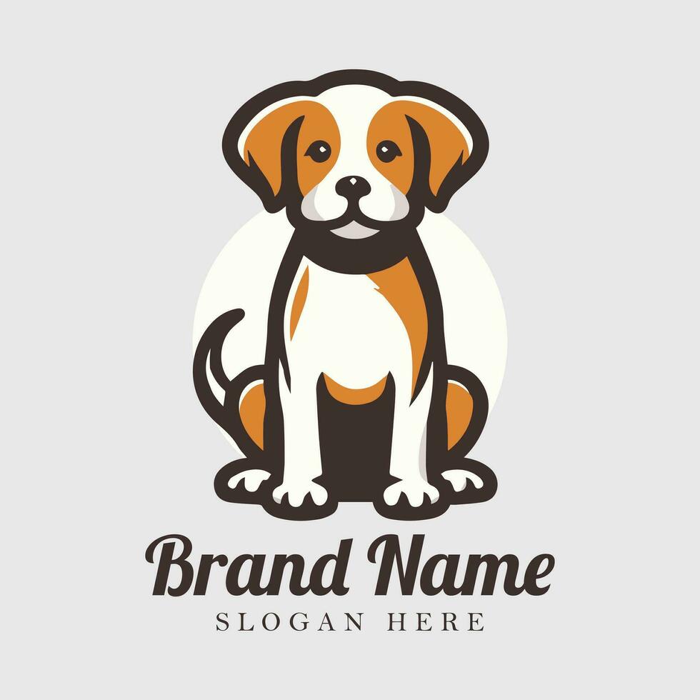 Vector illustration of  cute dog logo design template