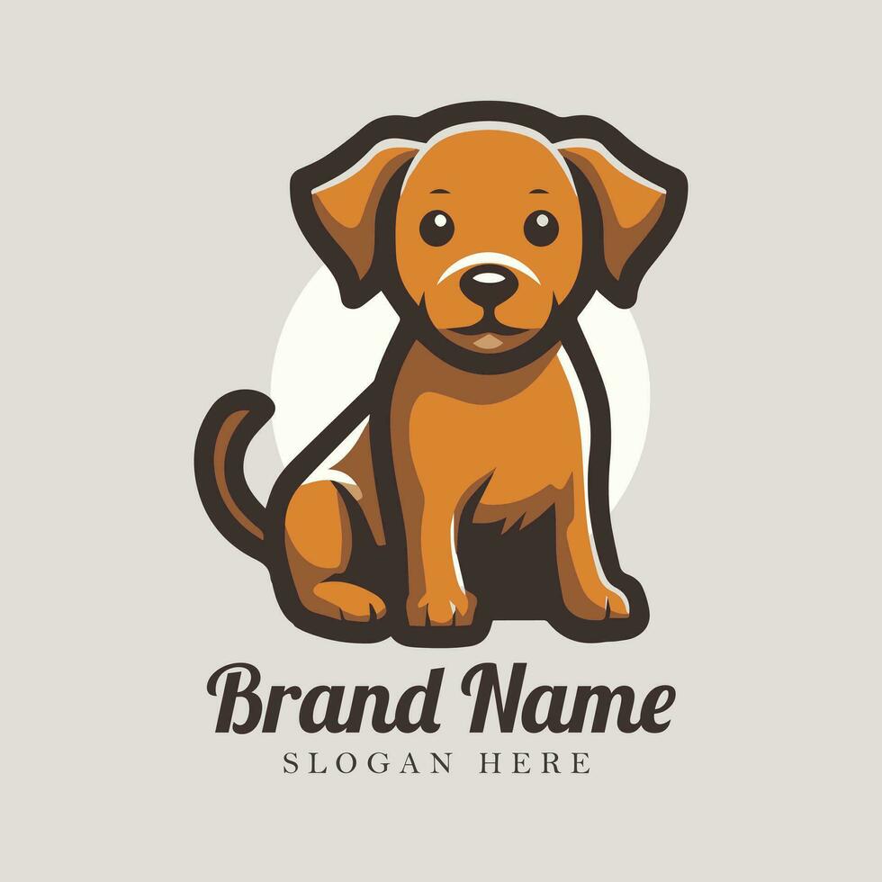 Vector illustration of  cute dog logo design template