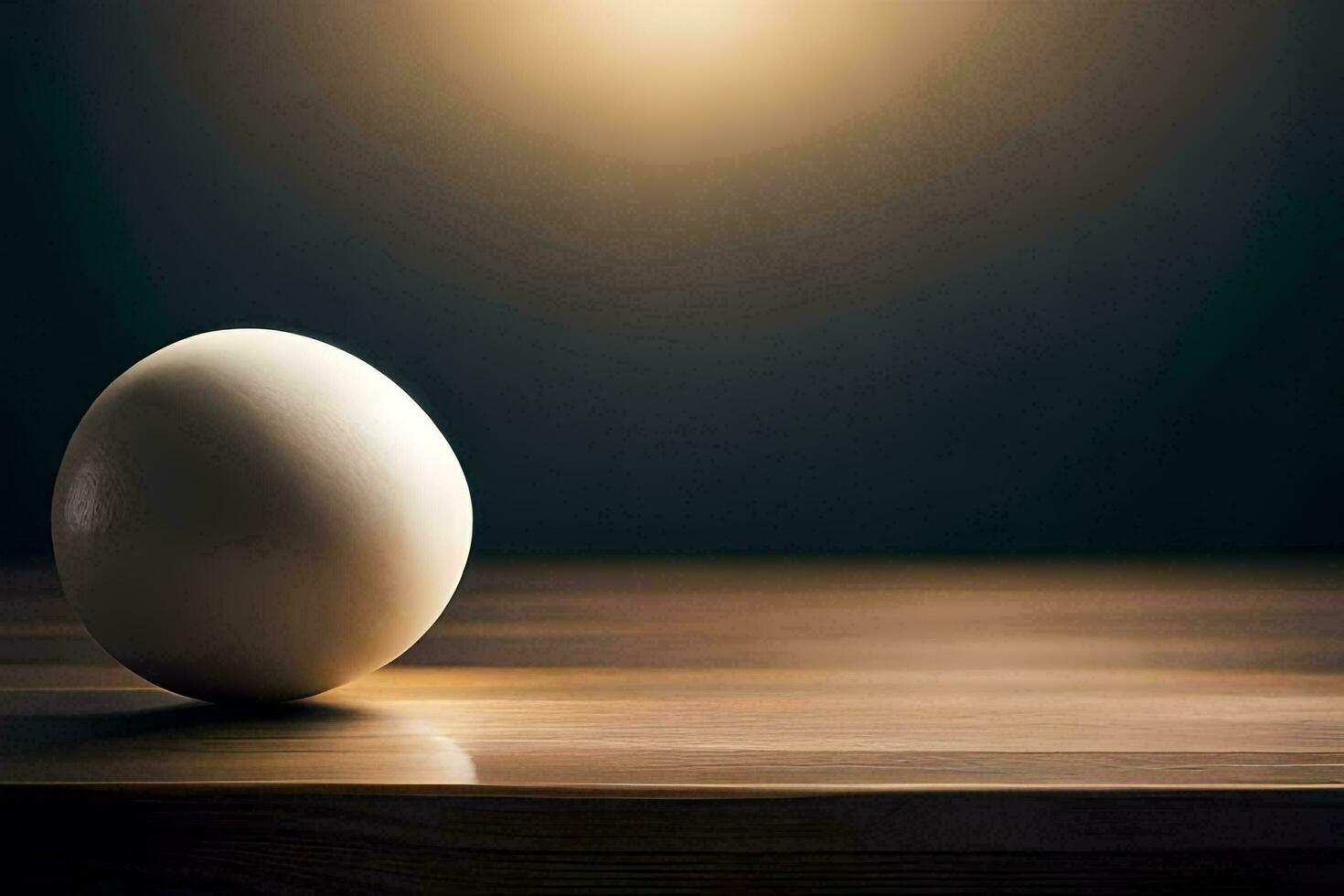 an egg sitting on a table in front of a bright light. AI-Generated photo