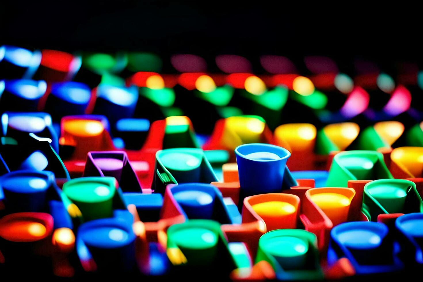 a close up of colorful plastic cups. AI-Generated photo