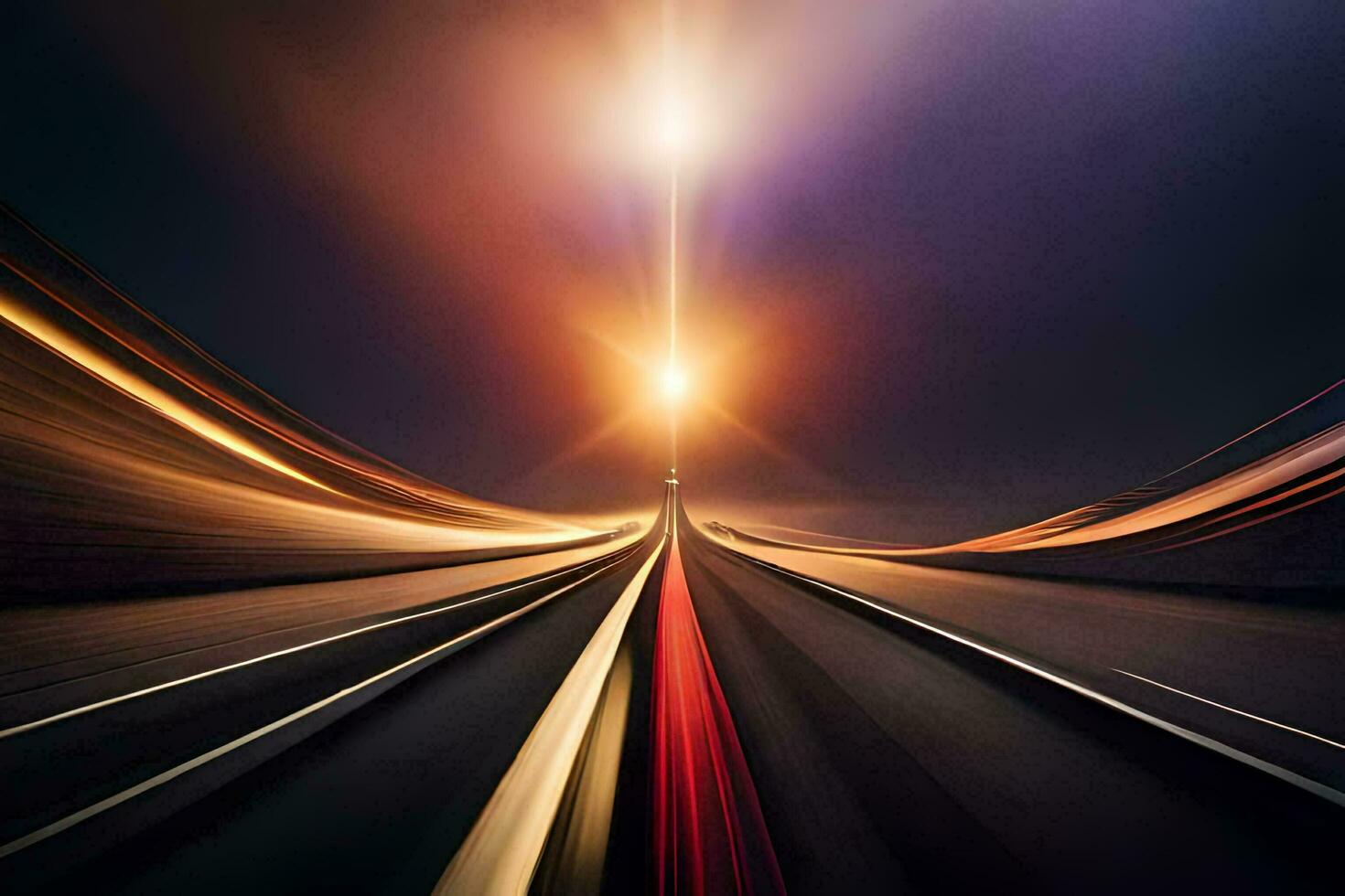 a long exposure photograph of a highway at night. AI-Generated photo