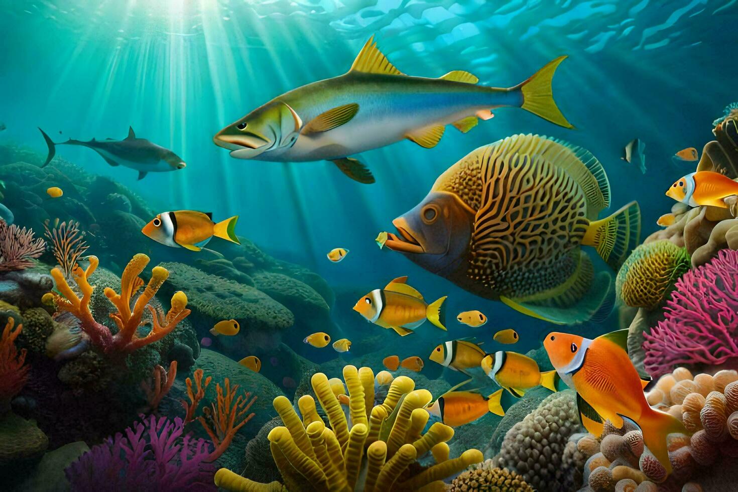 fish and coral reef in the ocean. AI-Generated photo