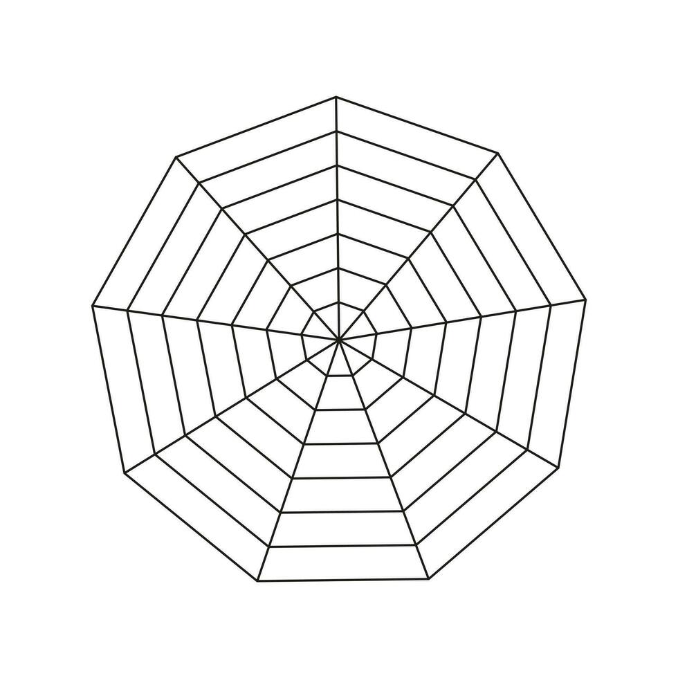 Blank polygon radar chart icon. Radar, spider diagram template. Infographic graph. Spider mesh symbol. Vector illustration.