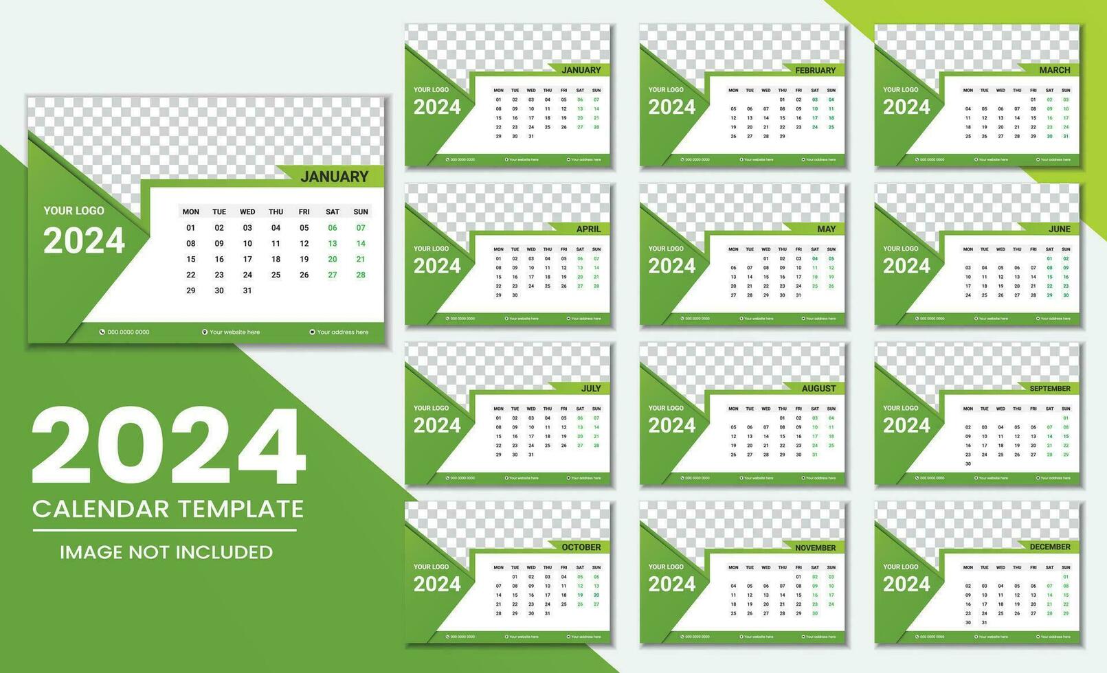 escritorio calendario 2024 o mensual semanal calendario nuevo año calendario 2024 diseño modelo. vector