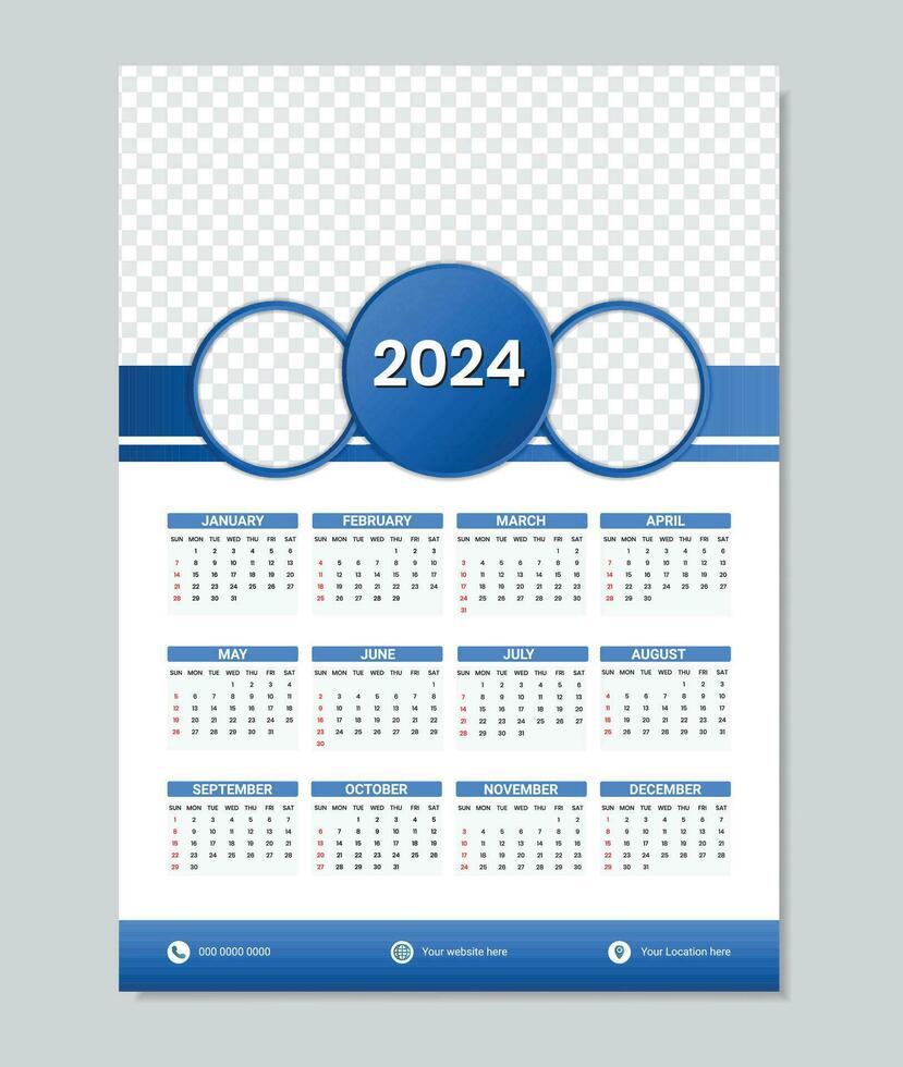 Happy New Year 2024 Calendar Design vector