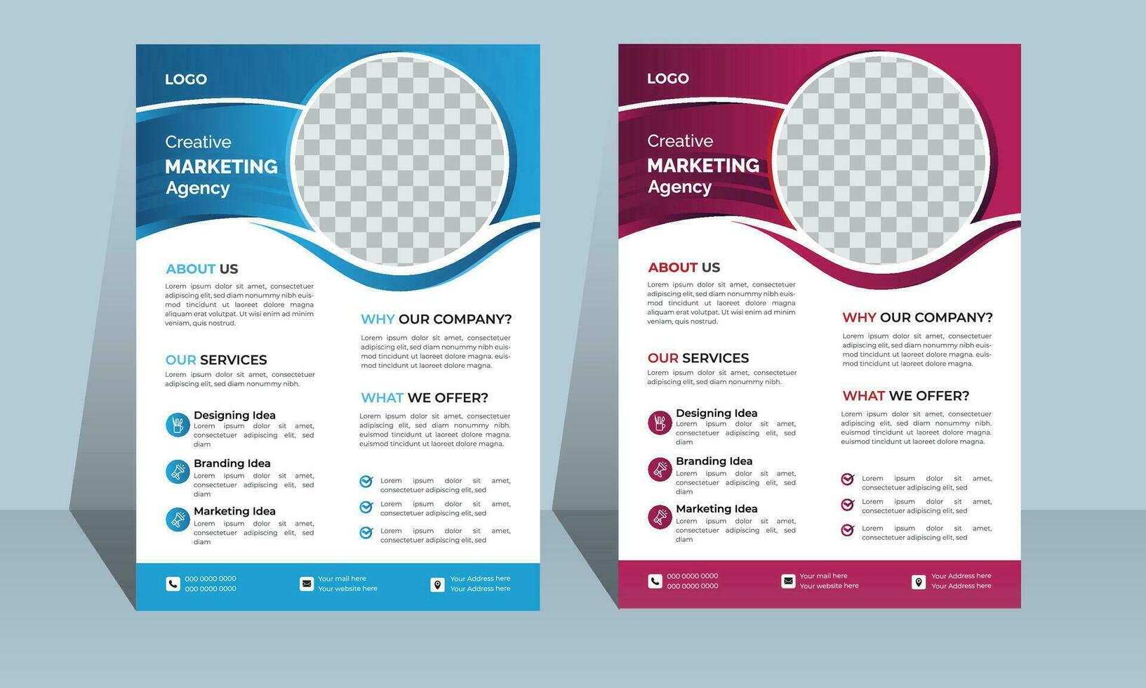 Corporate Business Flyer poster Template design two colors scheme, vector template in A4 size - Vector