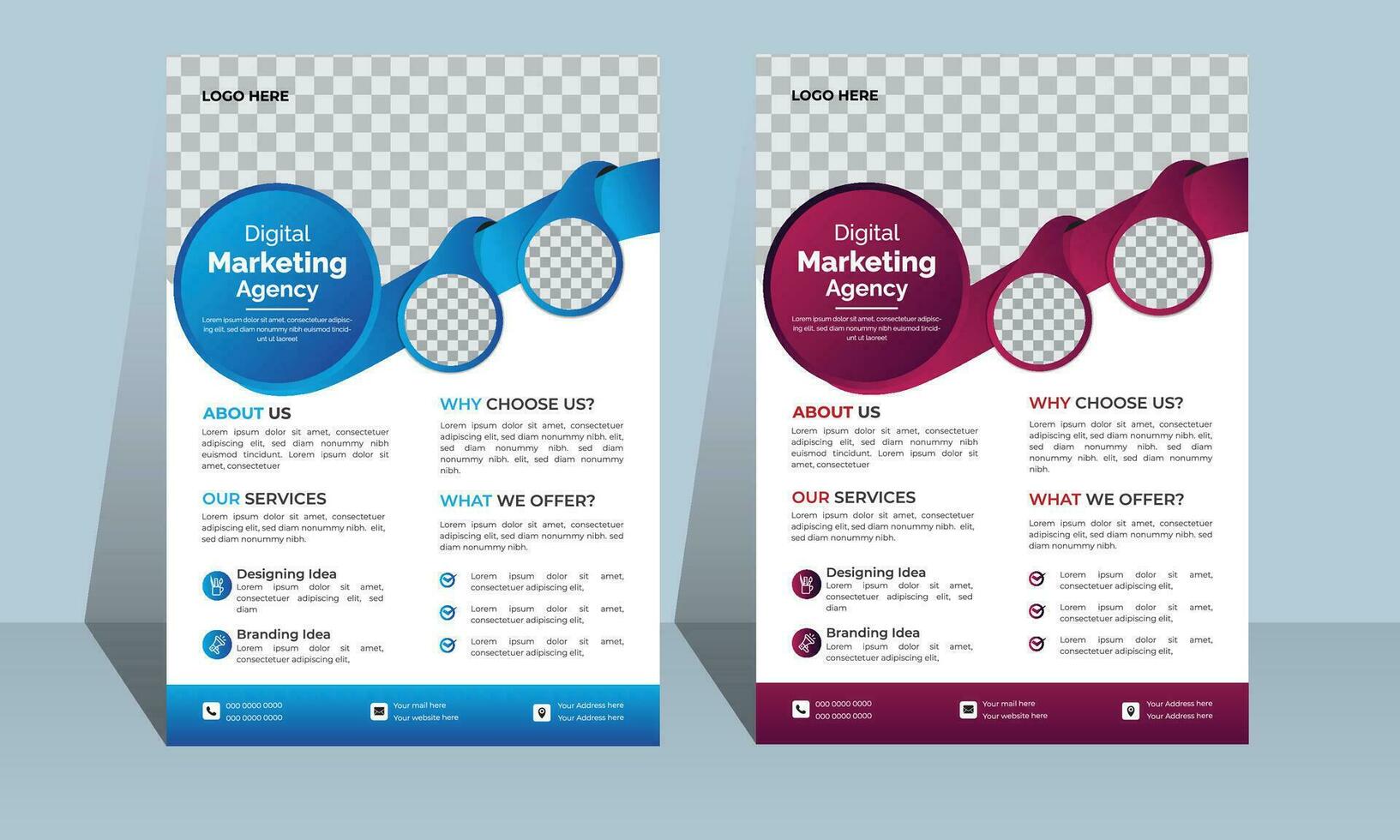 Corporate Business Flyer poster Template design two colors scheme, vector template in A4 size - Vector