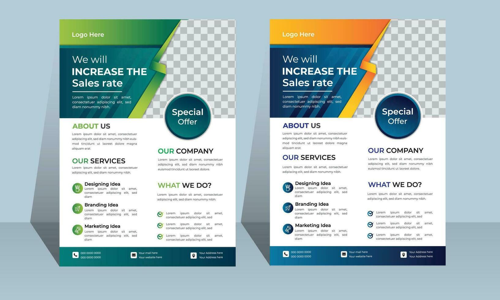Corporate Business Flyer poster Template design two colors scheme, vector template in A4 size - Vector