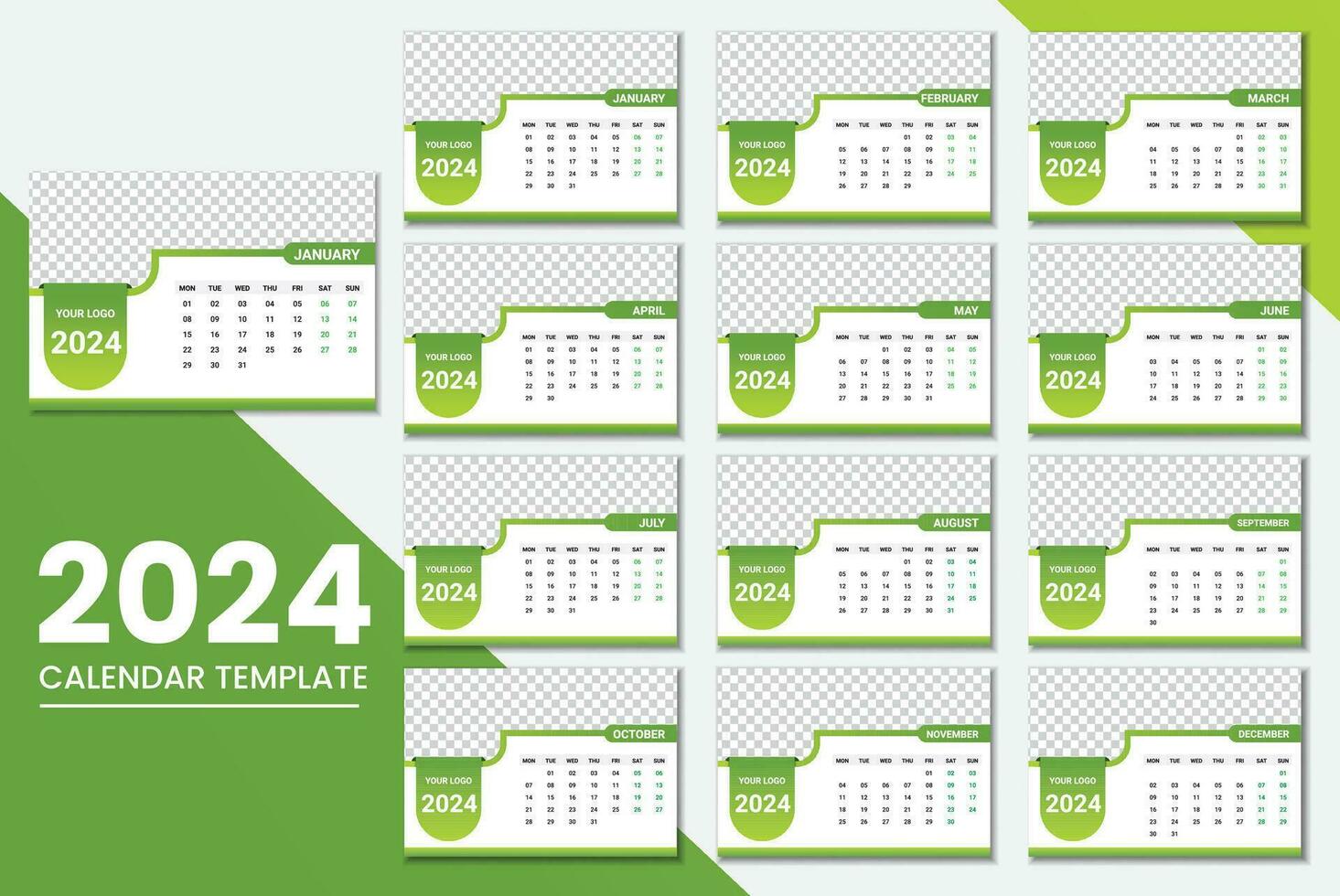 escritorio calendario 2024 o mensual semanal calendario nuevo año calendario 2024 diseño modelo. vector