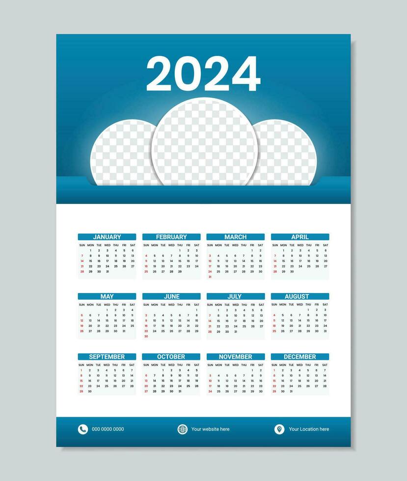 Happy New Year 2024 Calendar Design vector