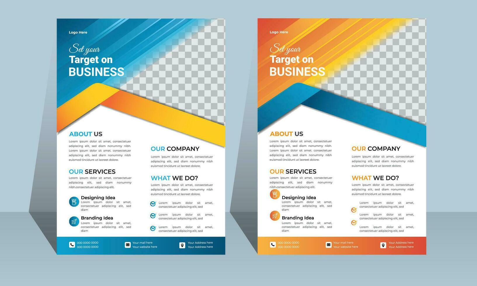 Corporate Business Flyer poster Template design two colors scheme, vector template in A4 size - Vector