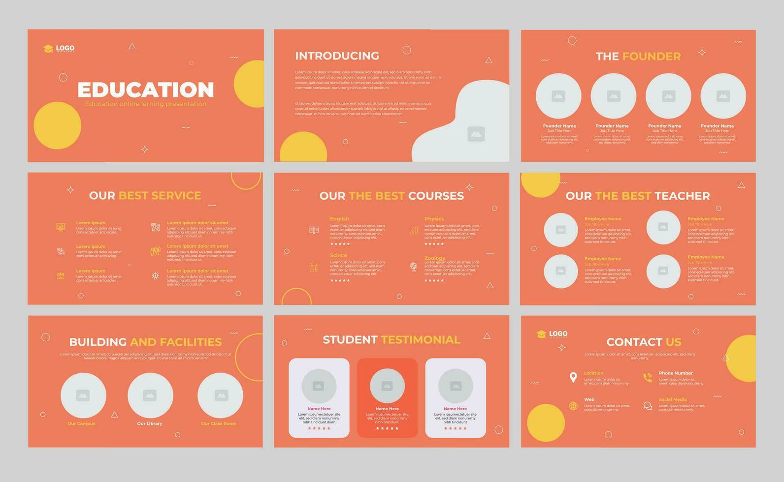 Education Presentation Slide Template and Online Education Slide Design vector