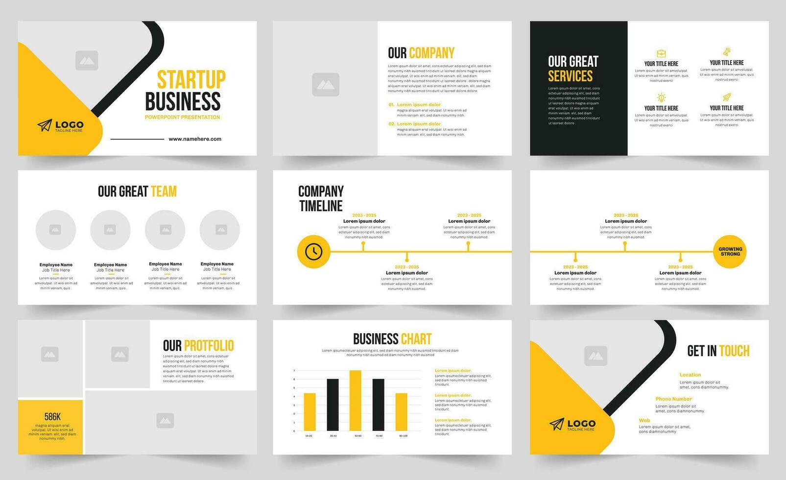 Startup Pitch Presentation and Startup Presentation Slide Design vector