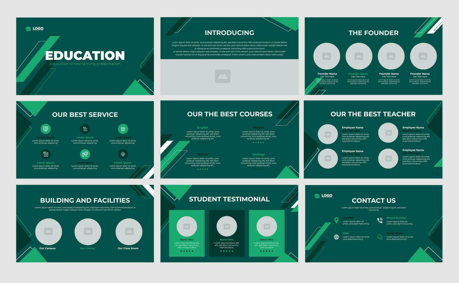 education presentation slide education pitch deck slide design vector