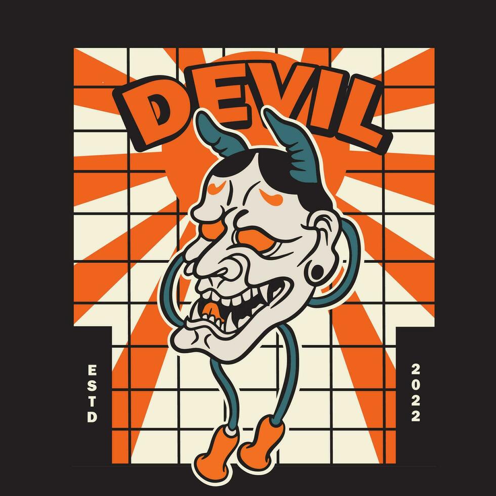 Oni japanese devil mask, Vector illustration