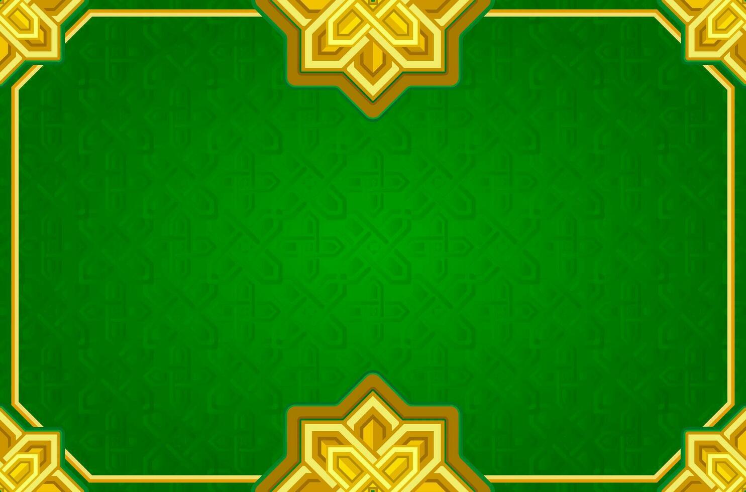 Geometric Green Gold Islamic Banner Background vector
