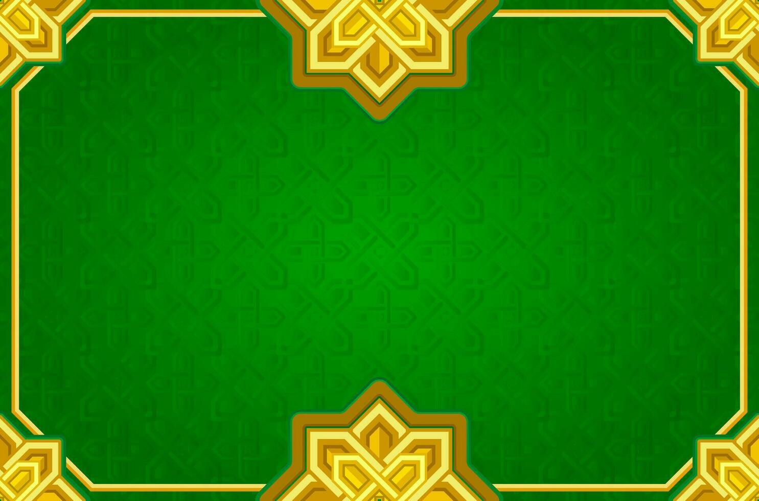 Geometric Green Gold Islamic Banner Background vector