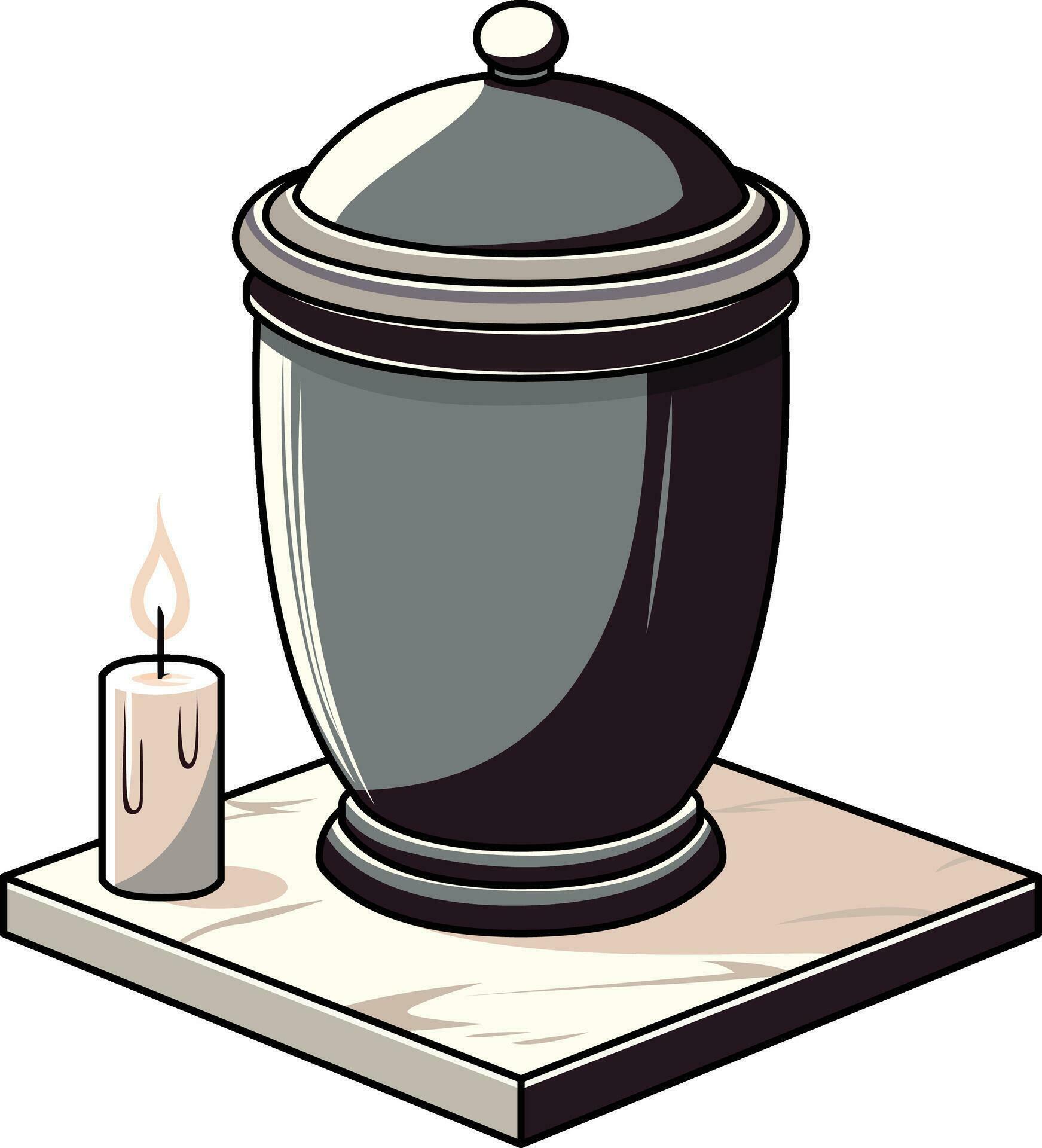 Funeral ash container with a smooth, ash pot matte finish and a simple design, Stands on a