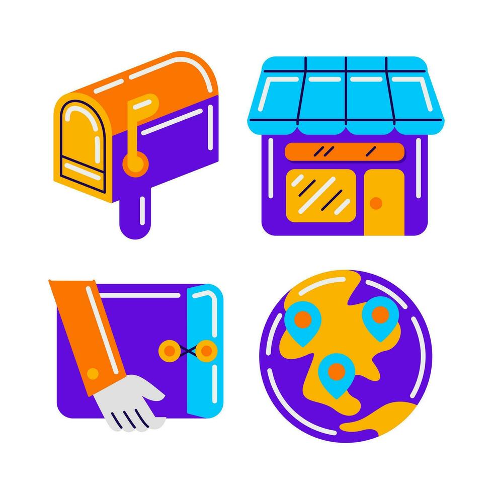 delivery service objects vector illustrations set