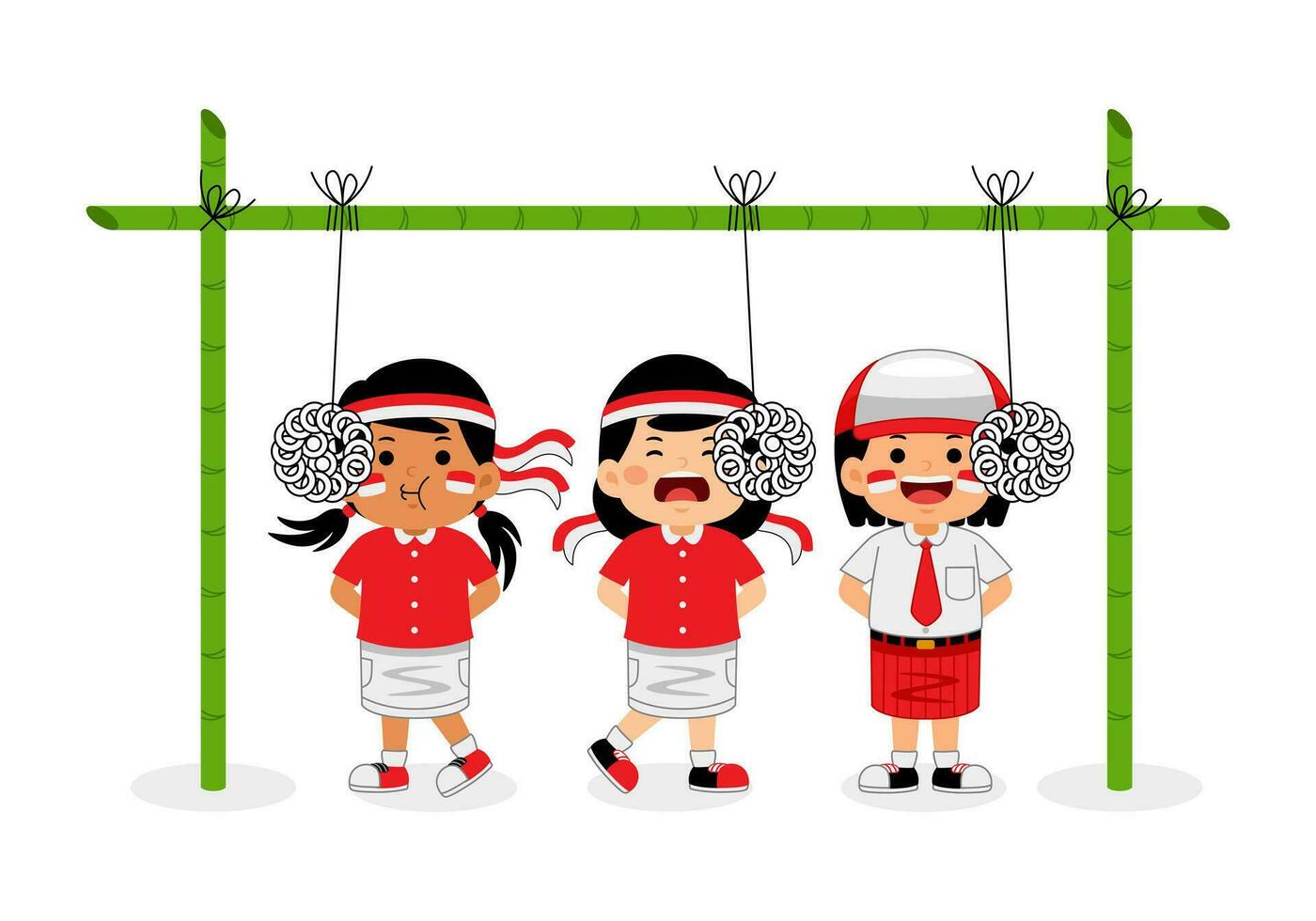 girl kids celebrate Indonesia Independence Day vector