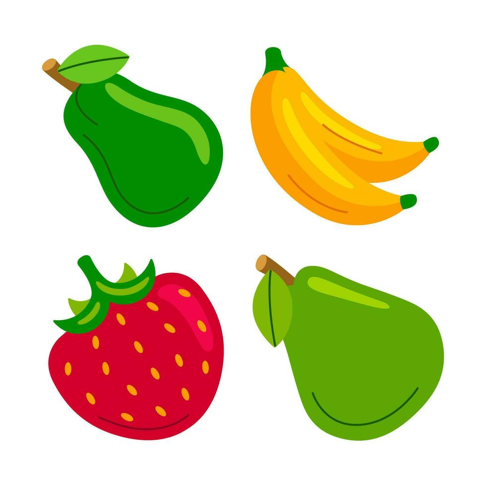 Fruta objetos vector ilustraciones conjunto